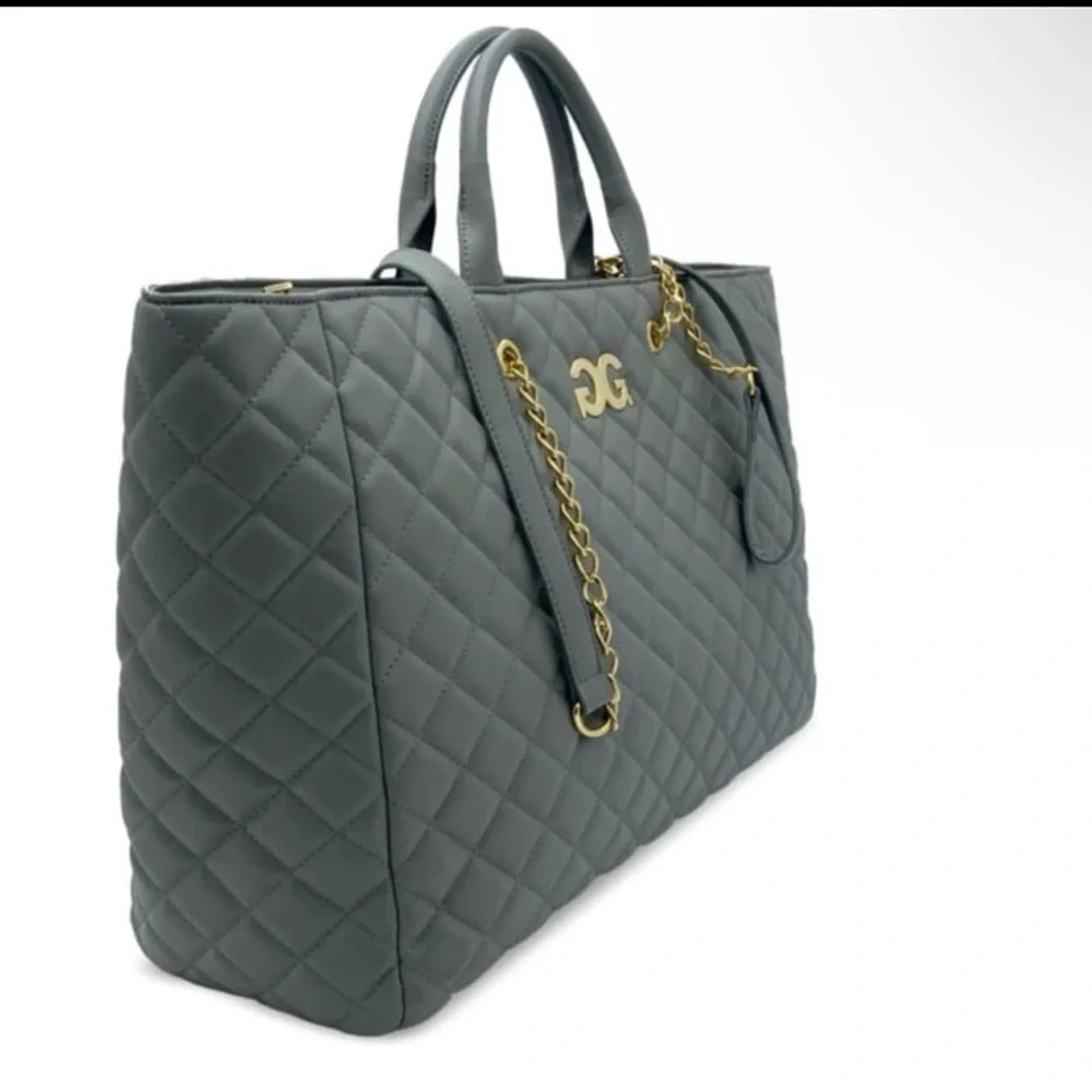 Gilda Paris Gray Quilted Tote Bag NWT Retail $199 - Picture 2 of 5